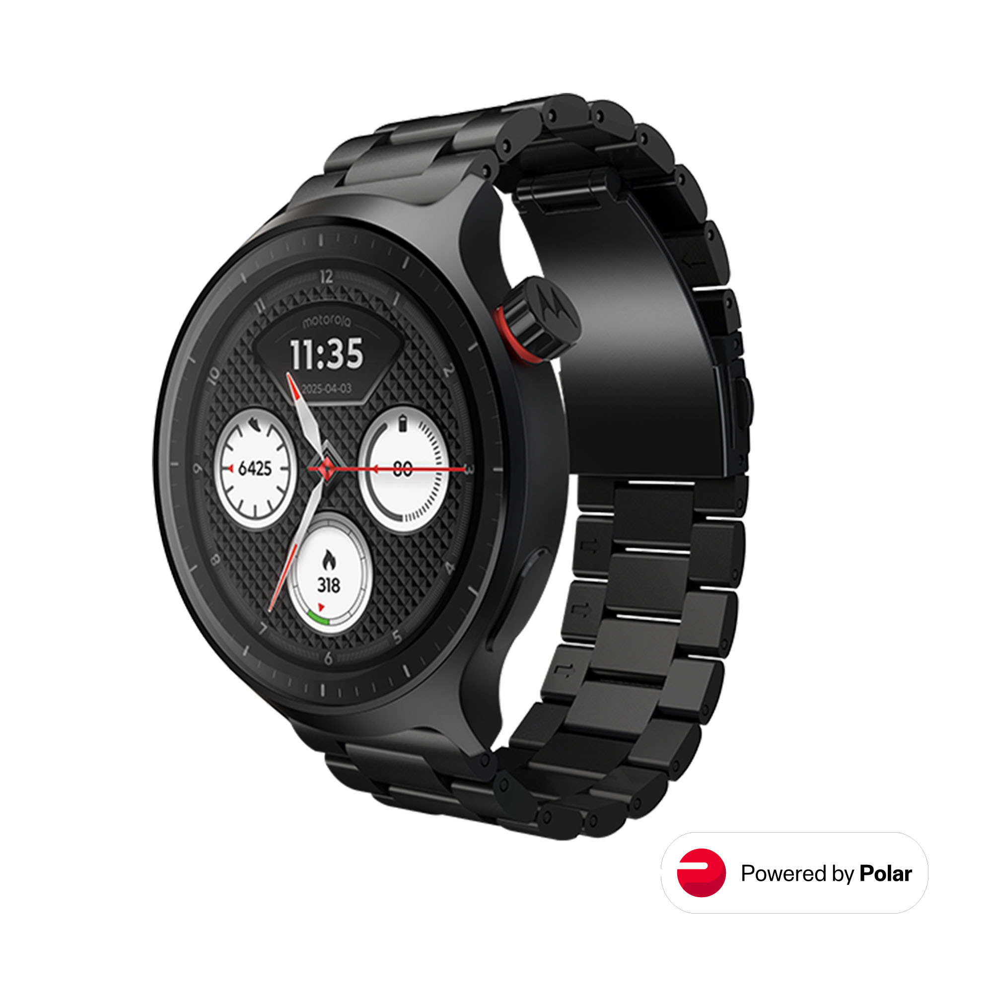 moto watch Powered by Polar Negro Metalico